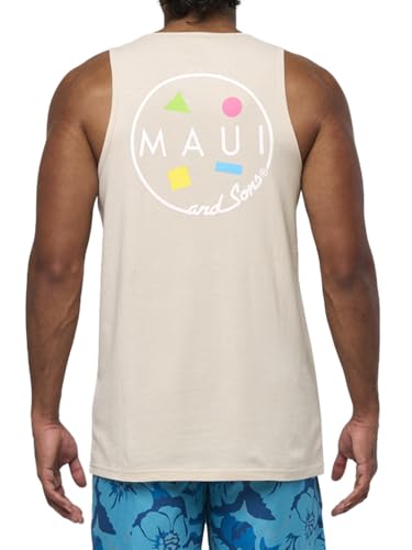 Maui and Sons Cookie Logo 2.0 Tank Top | Classic Vanilla Sleeveless Graphic Tee Inspired by California Surf Culture (Large)