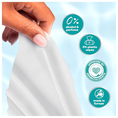 Pampers 99% Water Baby-Feuchttücher, 12 Packungen mit je 60 Feuchttüchern = 720 Baby-Feuchttücher, leichte Lotion mit 99% Wasser