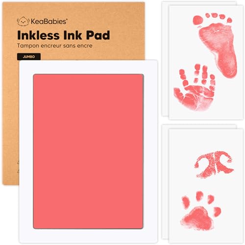 Image of 1-Pack Inkless Baby Hand and Footprint Kit - Mess Free Ink Pad for Newborn Keepsake, Dog Nose & Paw Print Kit, Clean Touch Ink Pad for Baby Hand & Footprints, Ideal New Mom Gifts (Candy Pink, J)