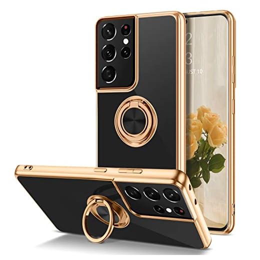 VENINGO Capa para S21 Ultra, Capa para Galaxy S21 Ultra, Slim Fit, Suporte de Anel 360°, Suporte Magnético para Carro Suportado, Fácil Limpeza, À Prova de Choque Capa Protetora para Samsung Galaxy S21