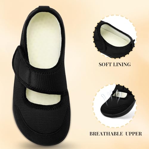 Rihero Womens Slippers Wide Width Diabetic Shoes Edema House Barefoot Walking Shoes Adjustable Indoor Outdoor Slippers4