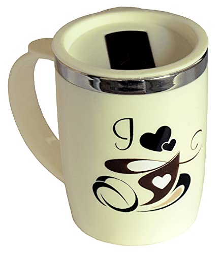 Image of Kuber Industries Insulated BPA Free Plastic Coffee Mug with Lid (Cream)