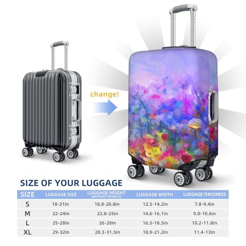 Colorful Purple Cosmos Flower Print Luggage Covers For Suitcase,Elastic Washable & Stretchable Suitcase Covers For Luggage, Anti-Scratch - Fits 18-32 Inch Luggage-No Luggage Included4
