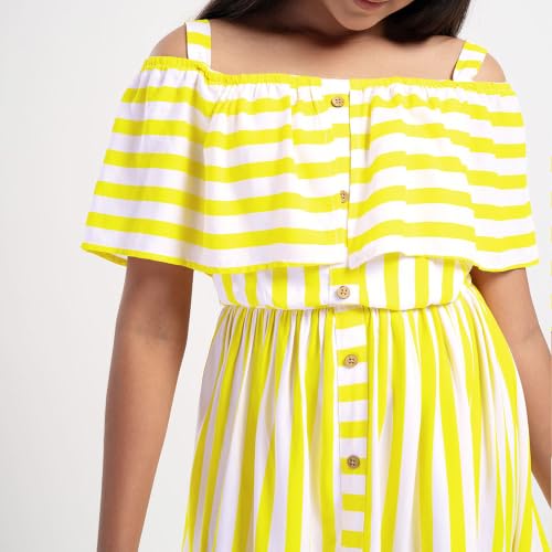 Image of Hopscotch Baby-Girl's Cotton Empire Waist Knee-Length Dress