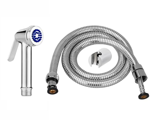 Image of MHS High Pressure Jet Spray for Toilet | Health Faucet Set with Hand Shower Gun & 1M SS Hose Pipe | Bathroom Toilet Jet Spray for Hygiene Cleaning | Toilet Gun for Western Toilet (Nozzle Brass)