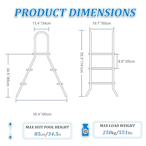 Escalera para piscina 4 peldaños acero inoxidable 34in miniatura 2