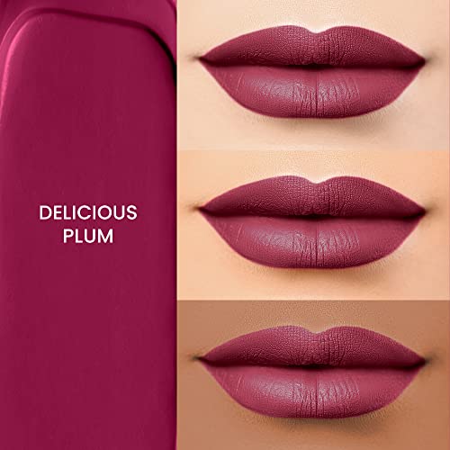 Image of Lakme Absolute Matte Ultimate Lip Color with Argan Oil, Delicious Plum, 3.4 g