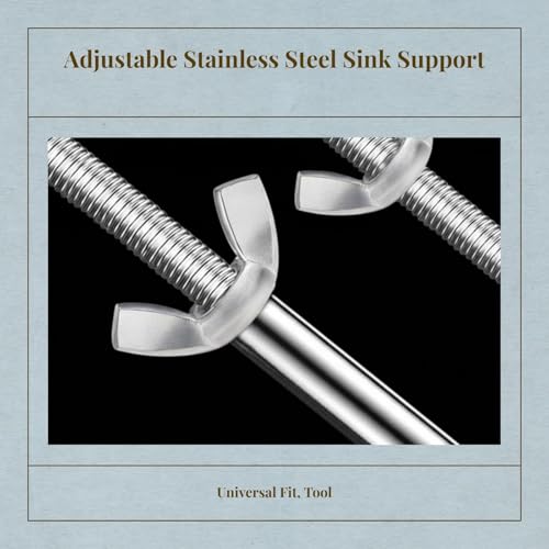 MYCENSE Undermount Sink Brackets, Stainless Steel & Adjustable Sink Legs, Bathroom Kitchen Sink Support Legs, Easy to Install, 6cm Inner Diameter for Wall Hung Sinks, 59cm to 69cm