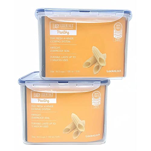 (Pack of 2) LOCK & LOCK Airtight Rectangular Tall Food Storage Container 131.87-oz / 16.48-cup