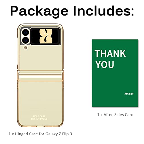 Miimall Compatible Samsung Galaxy Z Flip 3 Hinge Case Clear Back Cover Hard All-Inclusive Protective Bumper Anti-Fingerprint Shockproof Hinge Cover Case For Galaxy Z Flip 3(Gold) #TOP7