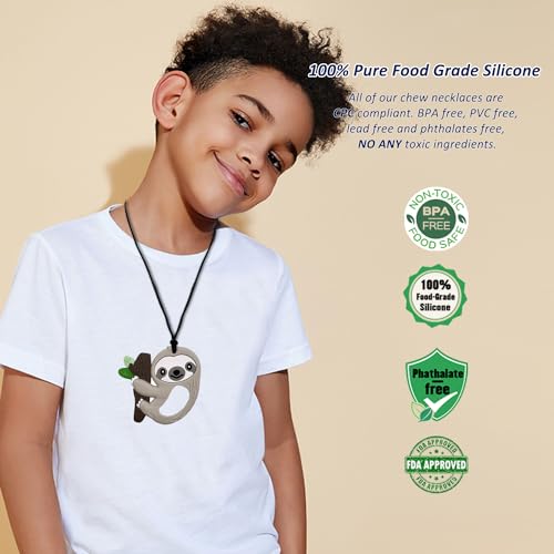 Image of Chew Necklace for Sensory Kids, 6 Pack Silicone Chewing Necklace for Kids Boys Girls with ADHD Autism, Anxiety, Sensory Chew Toys for Autistic Children and Adults Reduce Chewing Fidgeting