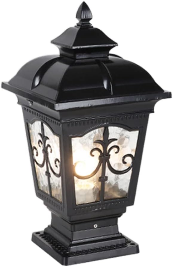 Modern Fence Deck Cap Light n Garden Pillar Light, E27 Socket Path Courtyard Fence Column Lamp Outdoor Pier Mount Lantern with Cast Aluminium Clear Glass Panes