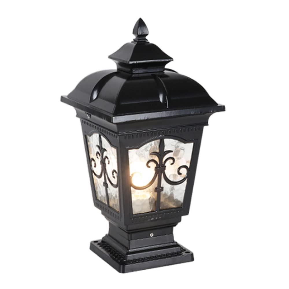 Modern Outside Post Light Ip54 Waterproof Landscape Porch Stigma Lamp Aluminum Exterior Pillar Lamp E26 Post Light Fixture For Fence Patio Path Yard Walkway Lawn Garden Decora,Black-9.8in*23.2in
