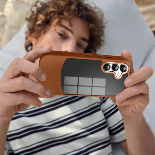 Image of KARWAN️Fusion Edge Leather Transparent Mobile Back Case | Slim Fit | Anti-Fingerprint| Scratch-Resistant | Premium Grip | Shockproof case | Back Cover for Samsung Galaxy S24 Plus || Brown