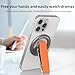 RESPECTED-BRO-Magnetic-Phone-Grip-Stand, Magnetic Phone Ring Holder Kickstand with Silicone Finger Strap, Compatibility for iPhone 17/16/15/14/13/12, Android, and More (Orange)