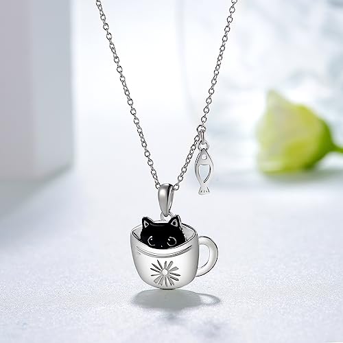 Black Cat/Pug/Boston Terrier/Capybara/Yorkie/Beagle/Maltese/Corgi Necklace 925 Sterling Silver Cute Animal Jewelry for Women3