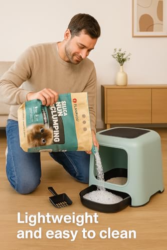 Flamingo Katzenstreu - Silikat Katzenstreu - Silikatstreu 16L für 20 Wochen - mittelkörnige Streu ohne Klumpenbildung - geruchsneutral, saugstark und leicht