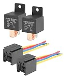 UBOG 2 Pack Relay,Car Accessories Relay 12V,Car Relay,5 Pin Car Relay with Harness,12V SPDT Relays and Socket Kit, JD2912-1Z-12VDC 80A 14VDC 5 Wire Automotive Relay,Used to Electric Fuel Pumps,Etc