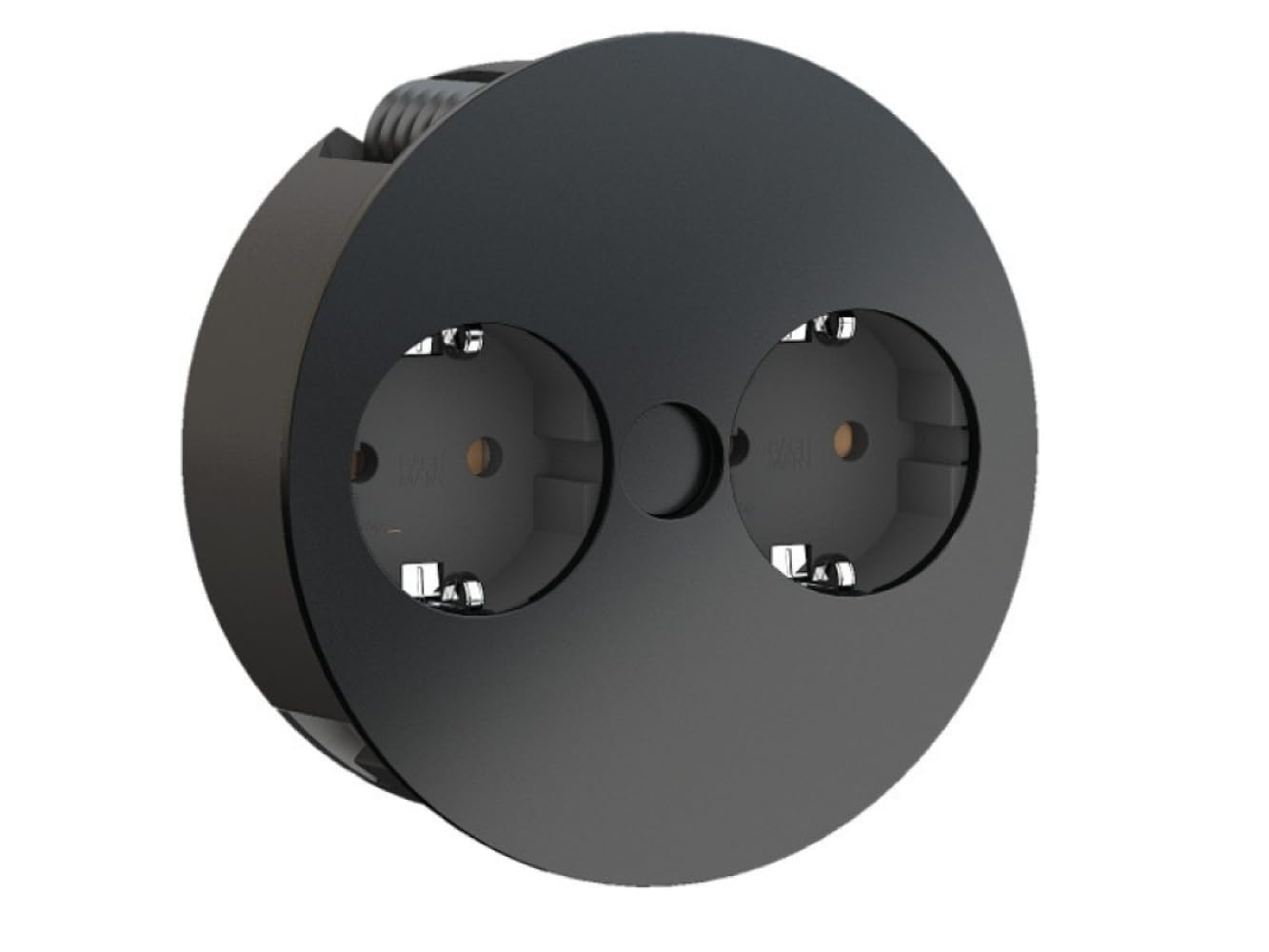 BACHMANN Presa da incasso Twist a 2 scomparti, cavo da 2 m, per cucina e nero opaco 931.150 (solo 40 mm di profondità e scarico dell'acqua integrato)