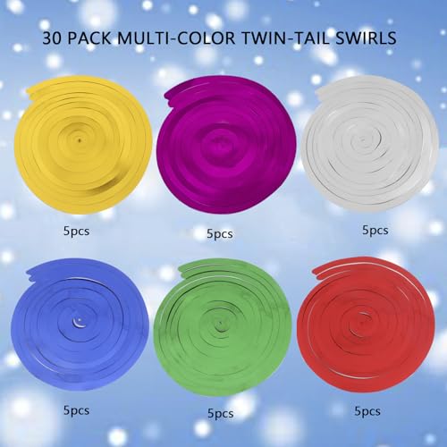 Image of Colorful Ceiling Swirl Foil Decorations 30 Pcs- Hanging Swirls /Streamers Party Decorations in 6 Colors for Weddings, Birthdays, Graduations, Christmas - Easy to Assemble, Indoor & Outdoor Use