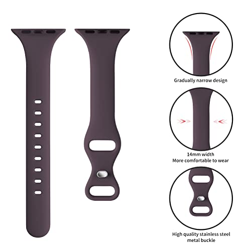 Image of Thin Slim Band Compatible with Apple Watch 38mm 40mm 41mm 42mm 44mm 45mm 46mm 49mm, Replacement Silicone Sport Strap for iWatch Series 11 /10 /9 /8 /7 /6 /5 /4 /3 /2 /1 Ultra SE Women Men, Dark Cherry