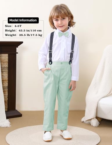 mintgreen Baby Junge Gentleman Anzug, Kleinkind Kind Hochzeit Hosenträger Hose Kleidung Sets, MintGreen, 4-5 Jahre, 120