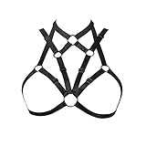 JELINDA Harness Bra Women - Fashion Elastic Strappy Halter Harness Bralette Bra Garter Cupless Body Cage Bra Black (D Y098-K)