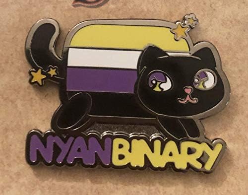 Nyan Nyan Cat Pun Non Binary Pride in Kawaii Chibi Style and LGBTQ
