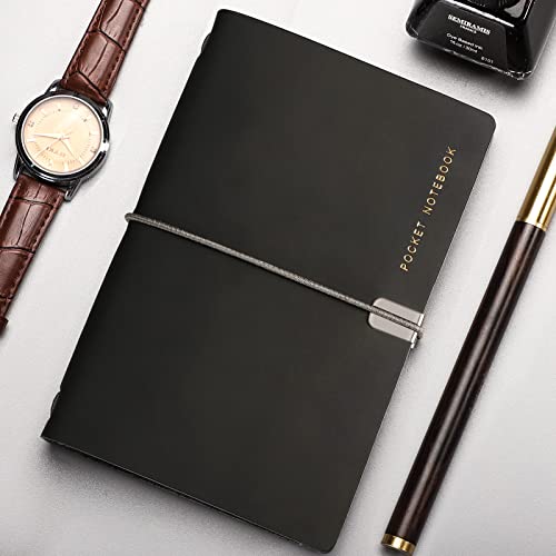 Hiukooka Leather Journal For Writing Pocket Small Journal Notebook For Taking Notes, Journal For Women Men Teen Girls, And Boys, 100Gsm 2 Lined Paper And 1 Blank Paper (A7 Black) #TOP6