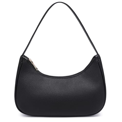Fashion shoulder Bag for Women's Cute Hobo Tote Handbag Mini Clutch Underarm Purse for Daily Use/Work/Travel/Casual Outings (Lychee Pattern Black)