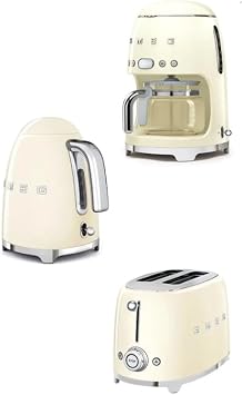 Smeg 50S Style Cream Kettle - 1x2 Toaster And Filter Coffee Machine Set KLF-TSF-DCF