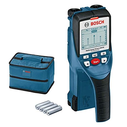 Bosch Professional Detector de pared D-tect 150 SV (máx. profundidad de detección madera/cables con tensión/tubos de plástico/metal: 40/60/80/150 mm, 4 pilas AA, con funda, en caja)