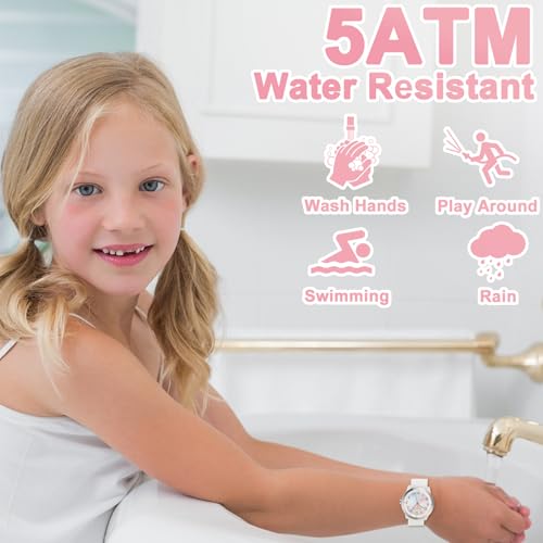 proking kids watch for girls boys children teens analog for kid 8-18 years old learning time and easy to read 50m waterproof with soft band great gift for kids