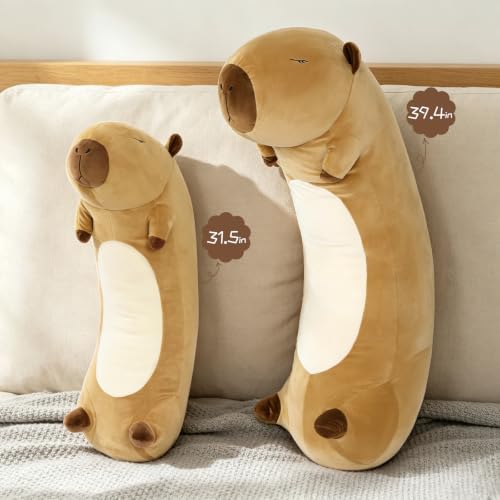 Tezituor Long Capybara Plush Body Pillow, 39.5” Cute Capybara Stuffed Animal Soft Sleeping Throw Pillow Plush Capybara Toy Birthday Christmas for Kids Girlfriends by Tezituor - Used condition - Image 7