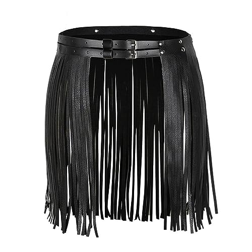 TAFACE 1 Stück Fransen-Lederrockgürtel, Punkrock-Gürtel für Damen, Kunstledergürtel, Gothic-Bikinigürtel für Rock, Hose (schwarz)