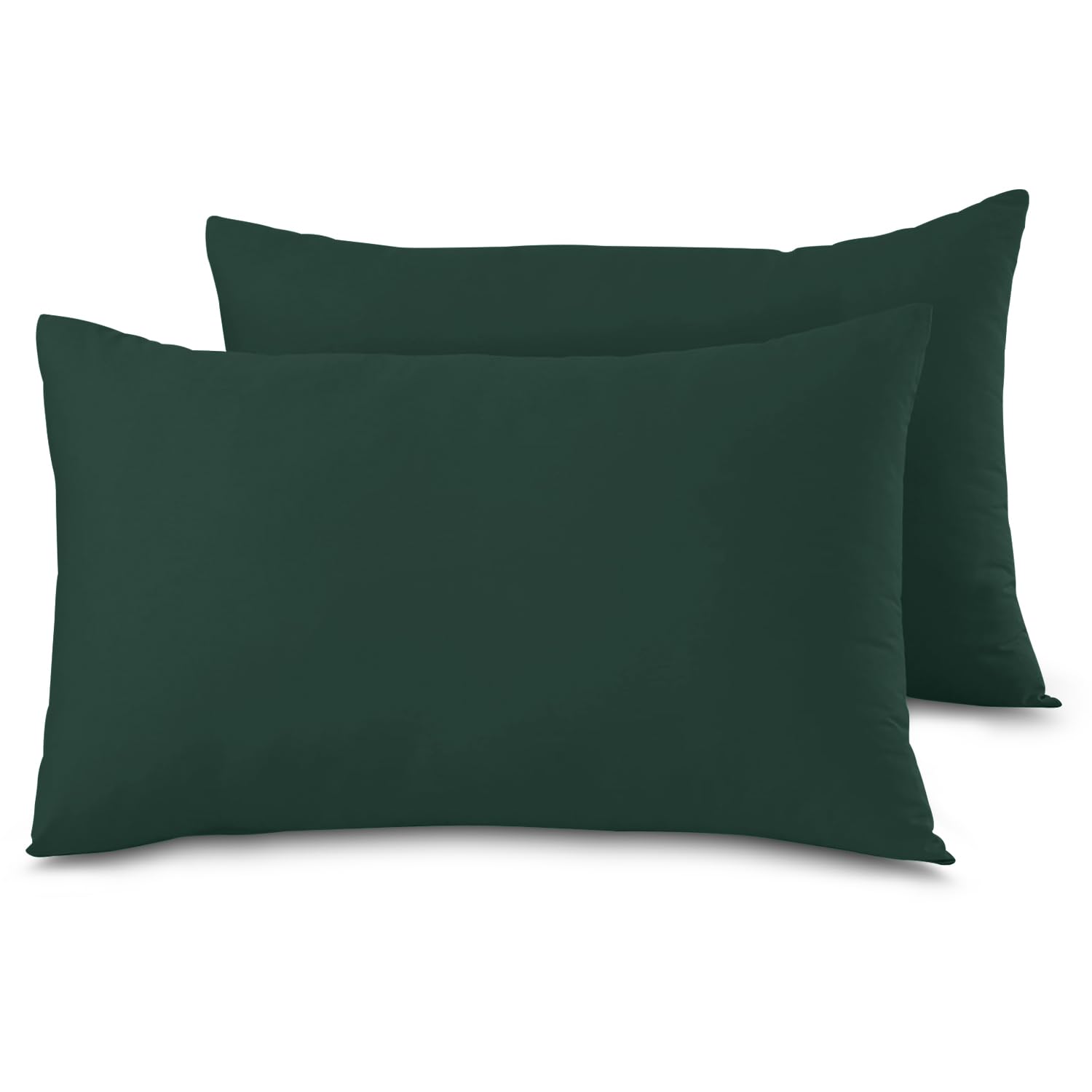 Housewife Pillow Cases 2 Pack Bedroom | Pillow Covers | Polycotton Plain Dyed Housewife Bedding Pillowcases Pair With Envelope Closure - 48X74Cm (Dark Green)