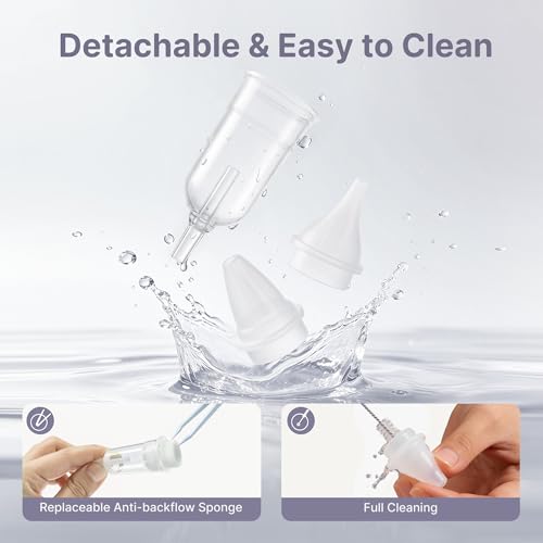Image of Nasal Aspirator for Baby, Hospital-Grade 78KPa Strong Suction Baby Nose Sucker with Anti-Backflow, Electric Nose Suction for Baby, Soothing Lullabies, Rechargeable Baby Nasal Aspirator(GreyT1)