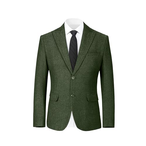 Mens Blazer Formal Vintage Herringbone Tweed Suit Jacket Men Wool Blend 2 Button Peak Lapel Sport Coats for Men Wedding Prom4