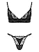 iiniim Men's Sissy Lace Trim Bra and Panty Set Satin Lingerie Nightwear Cami Top with G-String Black Medium
