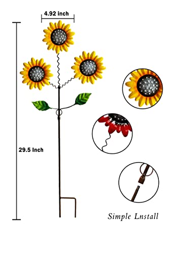 Image of Metal Flowers for Outside, 2 Pack Sunflower Garden Stakes | 29.5-Inch Metal Decorative Garden Stakes with Shaking Head Yard Art Decorations for Outdoor Garden Porch &Lawn Ornaments