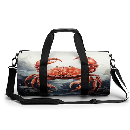 Sac de gym cylindrique imprimé crabe rouge 45cm pour sport et week-end