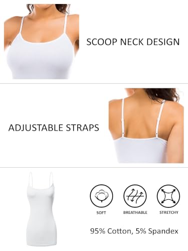 Image of Women's Long Cotton Camisole Spaghetti Strap Tank Top