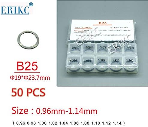 Calibration Shim B25 Size: 0.96mm-1.14mm Injector Solenoid Valve Shim Common Rail Lift Shim Set For Bosch Injector - (Color: B25 0.96-1.14mm)