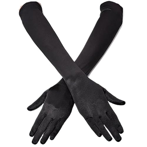 Guantes largos de satén satinados hasta el codo, pack de 2 para danza nupcial