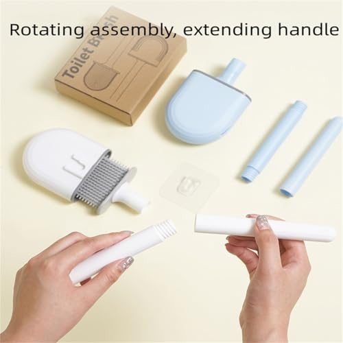 Image of Silicone Toilet Brush 2 Pieces,RV Toilet Brush ,Flexible Brush Head Clean Gaps,Detachable Handle Wall Mounted RV Supplies ,Suitable for RV, Camping Vehicles, and Household Bathroom Cleaning Supplies