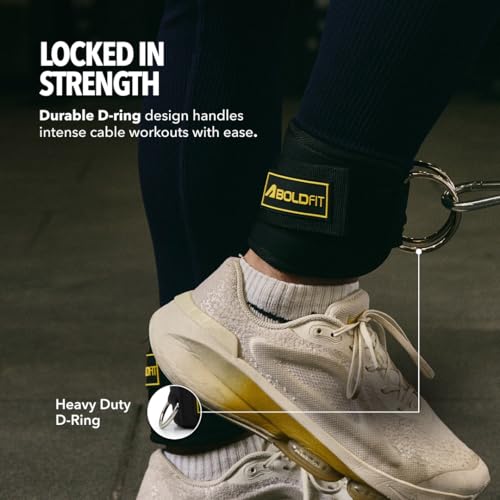 Image of Boldfit Ankle Straps For Gym With Metal D-rings Premium Unisex Ankle Strap For Cable Machine Exercise Padded Ankles Bands For Leg Extensions, Ankles Gym Accessories For Men Workout 1 Pair Pro Strap