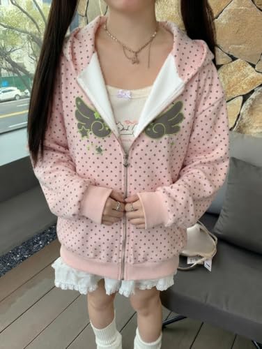 Image of Pokn Y2K Zip Up Hoodie Jojifuku Cutecore Kawaii Hoodie Clothes Women Long Sleeves Tops Graphic Cutecore Shoujo Clothes