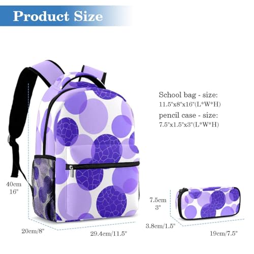 Sac d'école pour garçons et filles avec trousse à crayons géométrique - 2