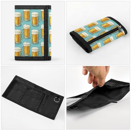 Cartoon Beer Print Wallet for Men, 8 Credit Card Holder Slim Minimalist Front Pocket Small Mens Bifold Wallets4