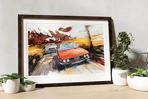 Minseok Watercolor Car Posters Room Decor Premium A3 Art Old Car Print Pictures Perfect Car Wall Art Gift Yellow Scenery Orange Vintage Old Cars #TOP7